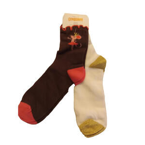Gymboree Girl's Size 8 and Up Dancing Mouse and Gold Star Design Socks 2 Pair